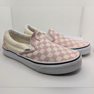 Vans Pink And Cream Checkered Slip On Sneakers Women's Size 7 508182